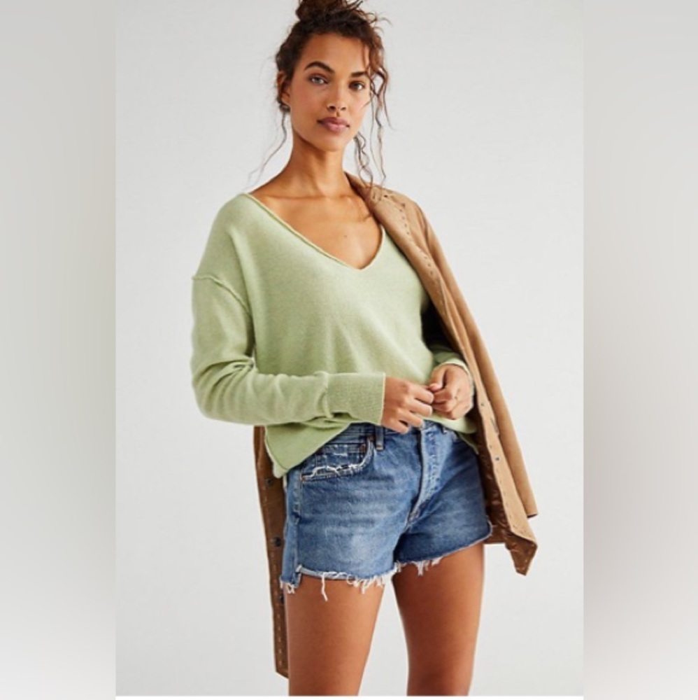 Free People Harmony Cashmere Green sweater Size S